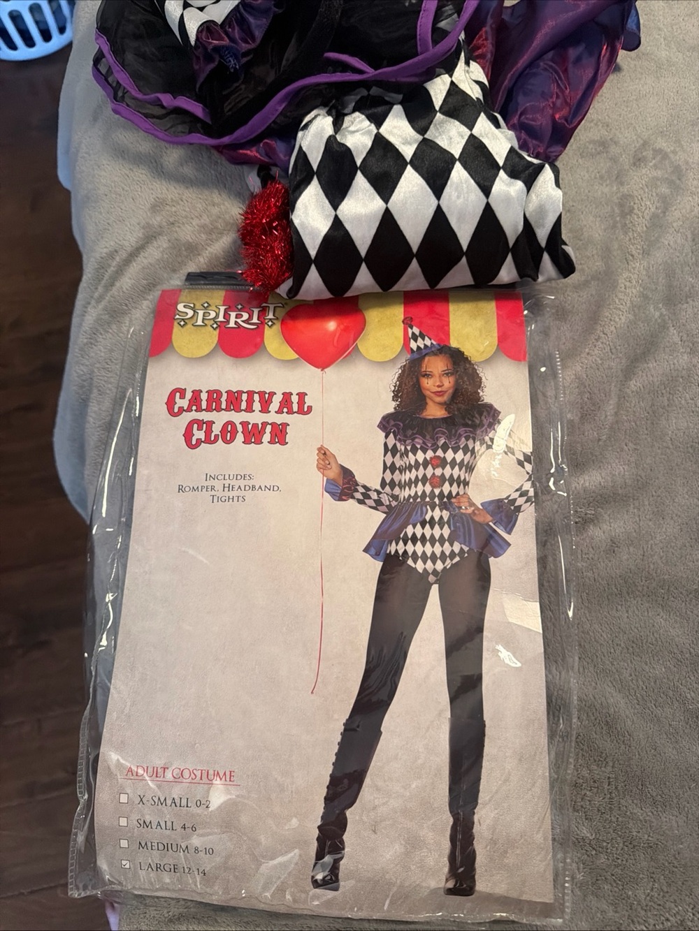 Spirit Carnival Clown Costume - Black, White & Purple No tights